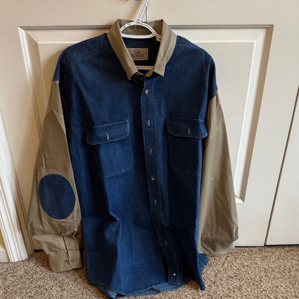 RedHead Denim and Khaki Button Down Shirt
